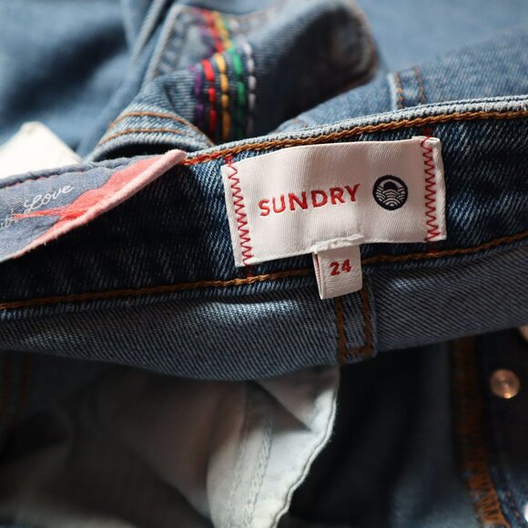 Sundry Button Fly Jeans Womens 24 Blue Boho Hippie 70S Casual Chic Retro Playful - Picture 3 of 10